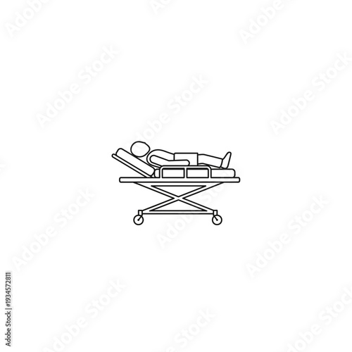 Medical Patient on Hospital Stretcher Outline Icon