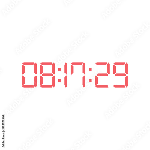 LED digital clock number for counter or calculator mockup design