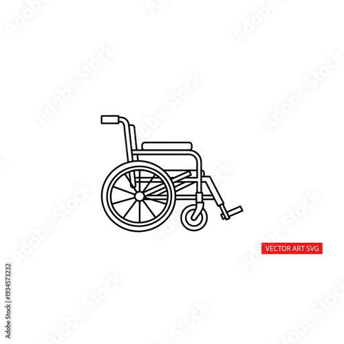 Manual Wheelchair Outline Icon for Healthcare Concepts
