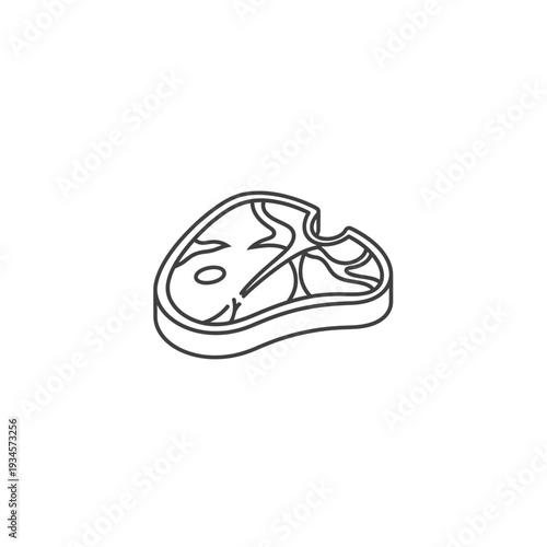 Raw T-Bone Beef Steak Meat Line Art Illustration