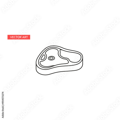 Beef Steak Meat Outline Vector Illustration