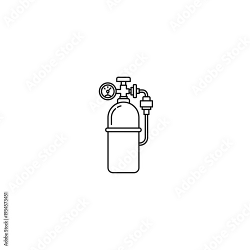 Medical Oxygen Cylinder Line Art