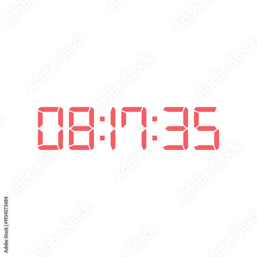 LED digital clock number for counter or calculator mockup design