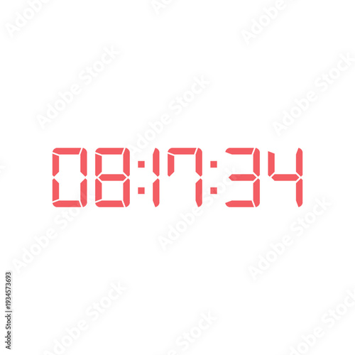 LED digital clock number for counter or calculator mockup design