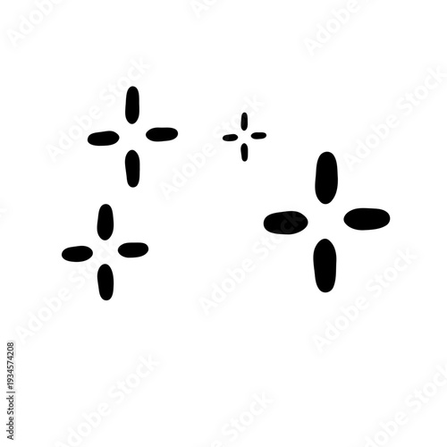 A minimalist vector graphic illustration of four black plus signs with oval-shaped ends on a white background