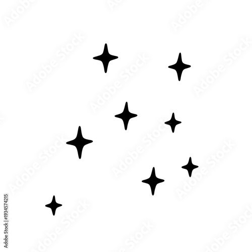 A minimalist vector graphic of a stylized star cluster in a simple, flat design