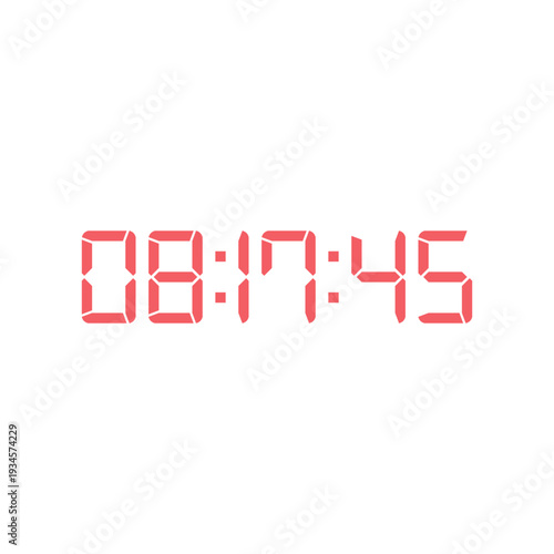 LED digital clock number for counter or calculator mockup design