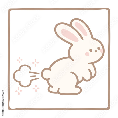 A cute cartoon rabbit passing gas in a playful vector illustration