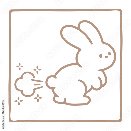A cute cartoon bunny passing gas in a playful vector illustration