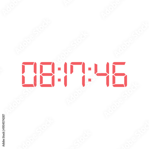 LED digital clock number for counter or calculator mockup design