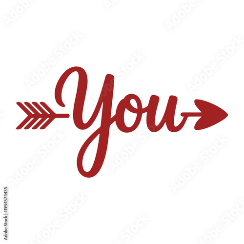 A stylized red arrow with the word 'You' in a cursive font on a white background