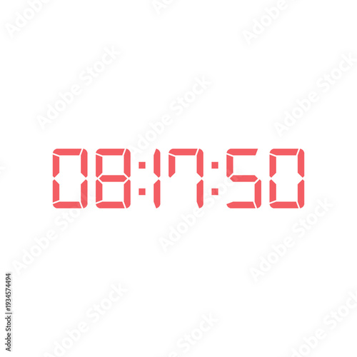LED digital clock number for counter or calculator mockup design
