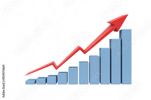 Blue bars graph with red line and arrow showing growth trend Free Download Blue bars graph with red line and arrow showing growth trend - GFXLoad