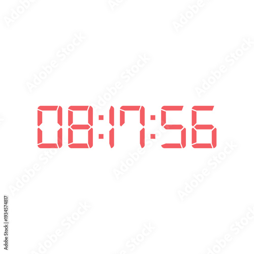 LED digital clock number for counter or calculator mockup design