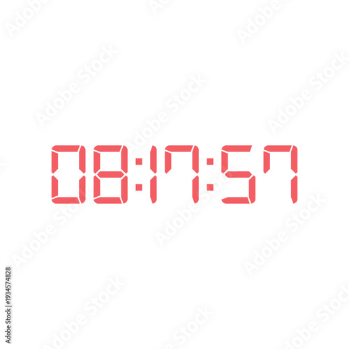 LED digital clock number for counter or calculator mockup design