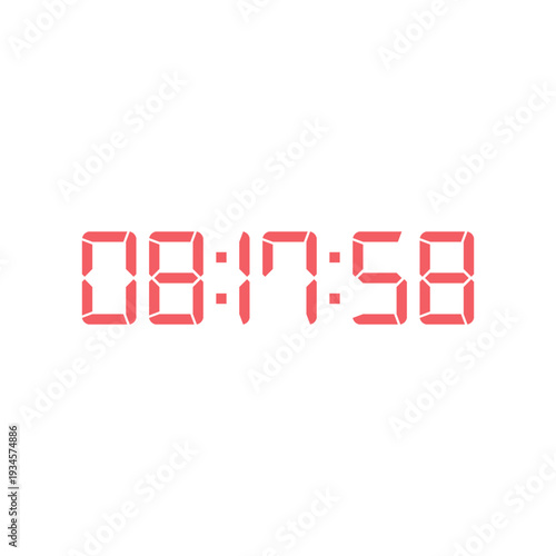 LED digital clock number for counter or calculator mockup design