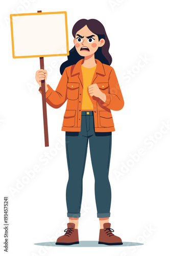 donna che protesta manifestazione riunione politica azione vettoriale