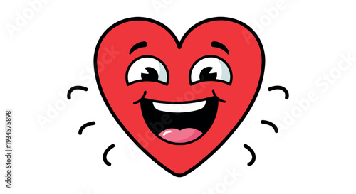 Smiling heart emoticon with joyful expression and blush cheeks