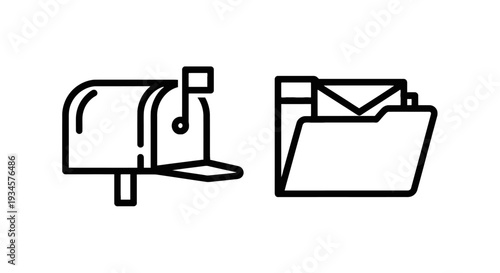 Mailbox and folder with envelope icon, signifying mail delivery, archiving, and message management