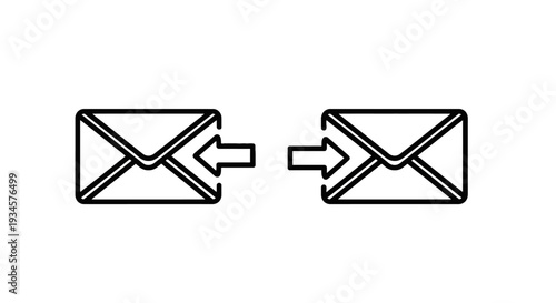 Incoming and outgoing envelope icons with arrows, representing sending and receiving mail or messages
