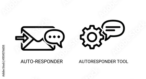 Auto-responder icons: message sent and automated tool. Email marketing and automated communication.