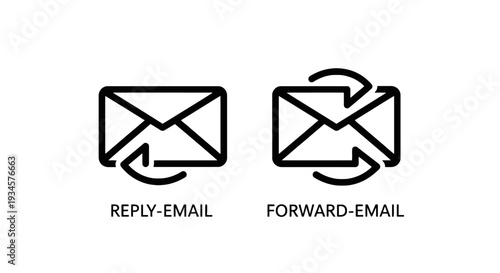 Email reply and forward icons. Electronic message exchange and communication flow.
