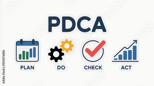 PDCA cycle business process management icons and symbols