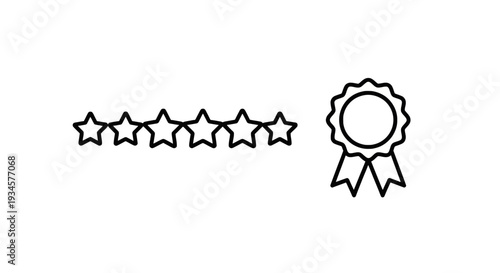 Five star rating and award ribbon icons, symbolizing excellent quality and customer satisfaction.