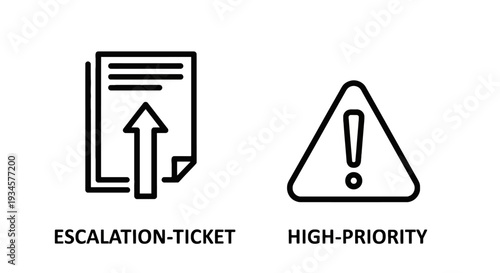 Escalation Ticket and High Priority Warning Icons: Urgent Issue Management
