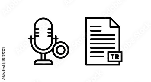 Audio Recording and Transcription Document Icons: Voice to Text Technology