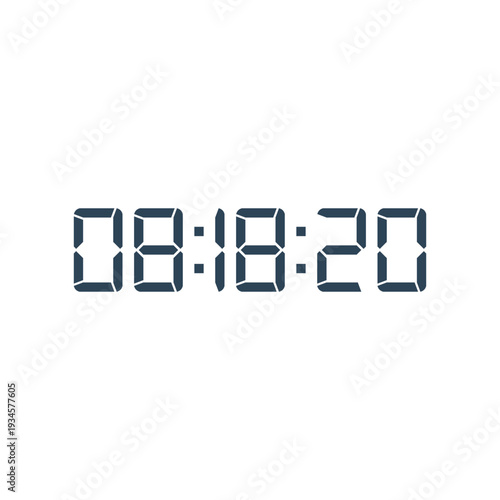 LED digital clock number for counter or calculator mockup design