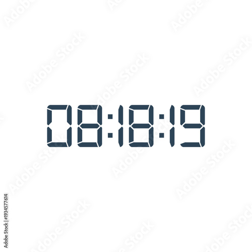 LED digital clock number for counter or calculator mockup design