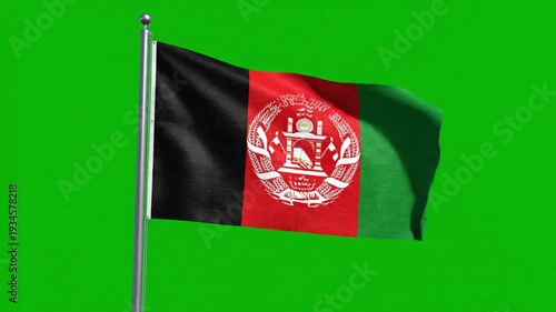 Flag of Afghanistan on a green screen