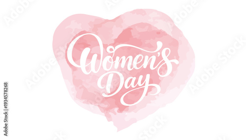 Celebrating Women's Day with a soft pink watercolor heart design.