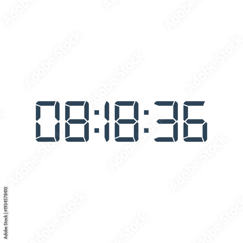 LED digital clock number for counter or calculator mockup design