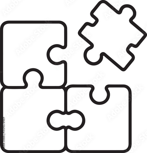 Puzzle pieces icon vector collection, illustration logo template in trendy thin line editable strokes style.