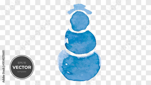 Cute blue watercolor snowman with a stylish hat.