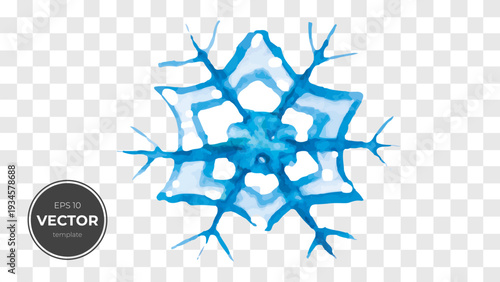 Intricate blue snowflake design, showcasing delicate icy patterns.