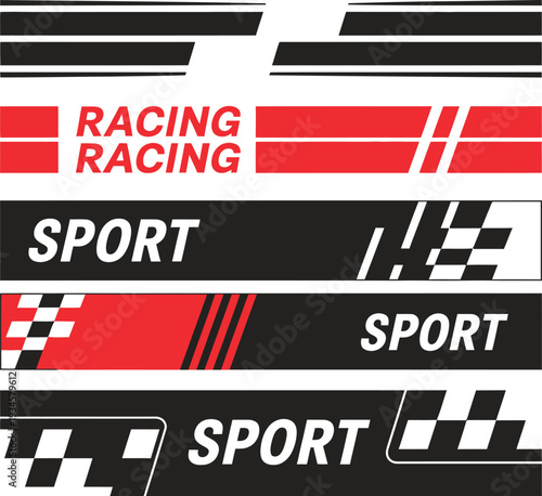 racing and sport car decal stickers graphic pack with checkered patterns