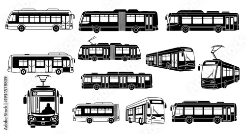 Collection of diverse Bus vehicles illustration, a versatile resource for transport-themed designs 