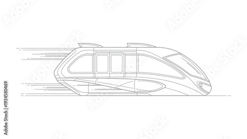 Monorail in Motion: An eye-level illustration showcases a sleek, futuristic monorail train, captured in mid-motion against a minimalist backdrop, evoking a sense of speed and forward progress.