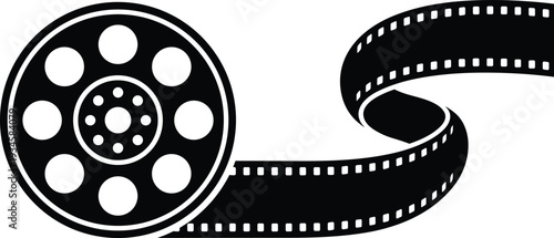 Film Reel Illustration Vector Featuring Unwinding Strip, Cinema Symbol, Filmmaking Icon, Entertainment Emblem, and Marketplace Success for Creative Projects