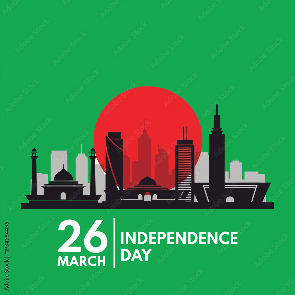 Fototapeta premium Bangladesh independence day graphic isolated on transparent background