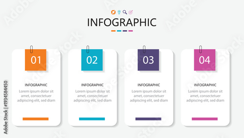Infographic design template. Creative concept with 4 steps, Business process infographic template. Vector illustration.