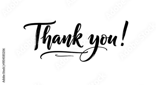 Handwritten Thank You Cursive Script with Decorative Underline on an Isolated White Background