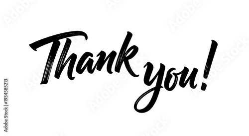 Elegant Thank You Calligraphy Script on an Isolated White Background