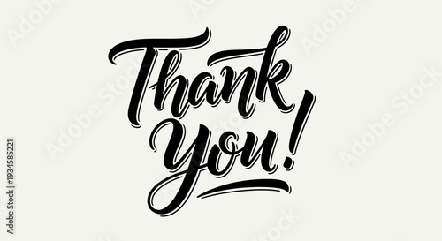 Stylish Thank You Calligraphy Lettering on a Light Gray Background