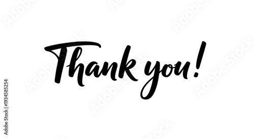 Simple Clean Handwritten Script Thank You Text on Isolated White Background