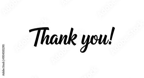 Thank You Calligraphy Lettering, Clean Simple Script Design on Isolated White Background