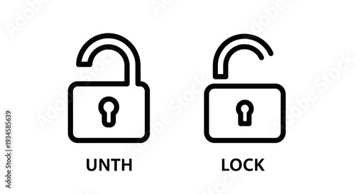 Unlocked Padlock Line Icons for Open Access, Security Release, and Unrestricted Digital Information